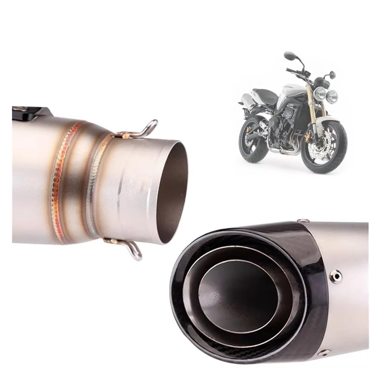 silencioso escape moto Para STREET Para TRIPLE 765R 765S 2017-2024 | Para 765RS Escape tubo de enlace medio silenciador de fibra carbono tubo Escape de motocicleta(Middle)