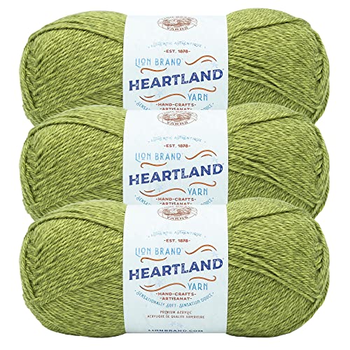 Image of Lion Brand Yarn Heartland Yarn, Worsted-Weight Yarn for Knitting, Crocheting, and Crafting, 3 Pack, Haleakala