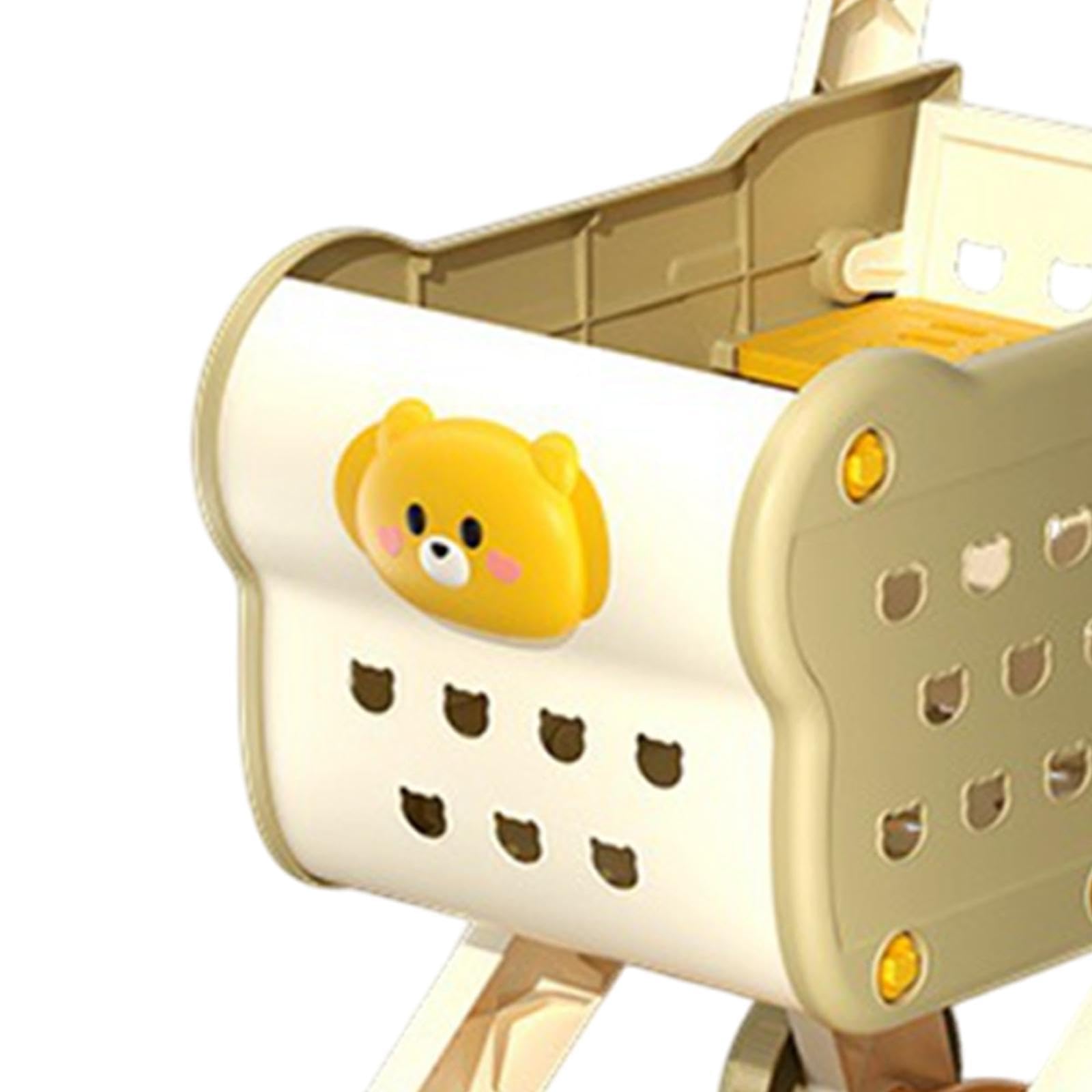 Carrello Supermercato Bambini Set Giocattolo Carrello Spesa Accessori Cucina Portaoggetti Ampio Facile da Usare Adatto per Gioco Simulato Regalo, Beige