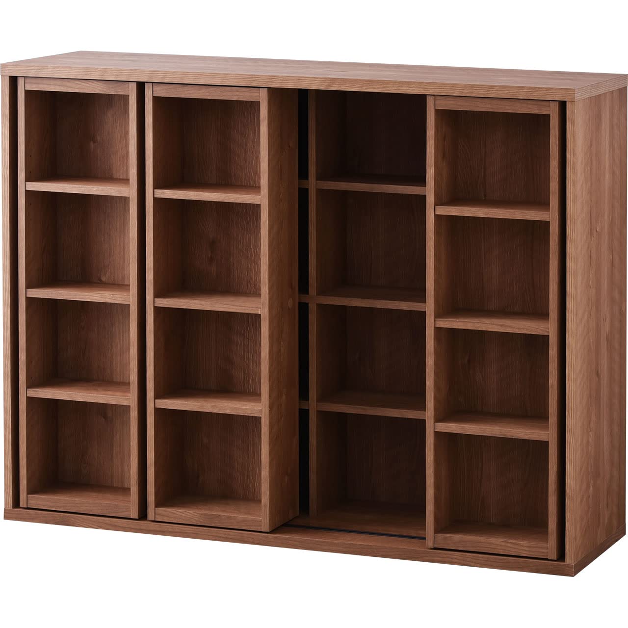 Amazon｜ワイエムワールド 本棚 スライド式 大容量 奥深 セピア