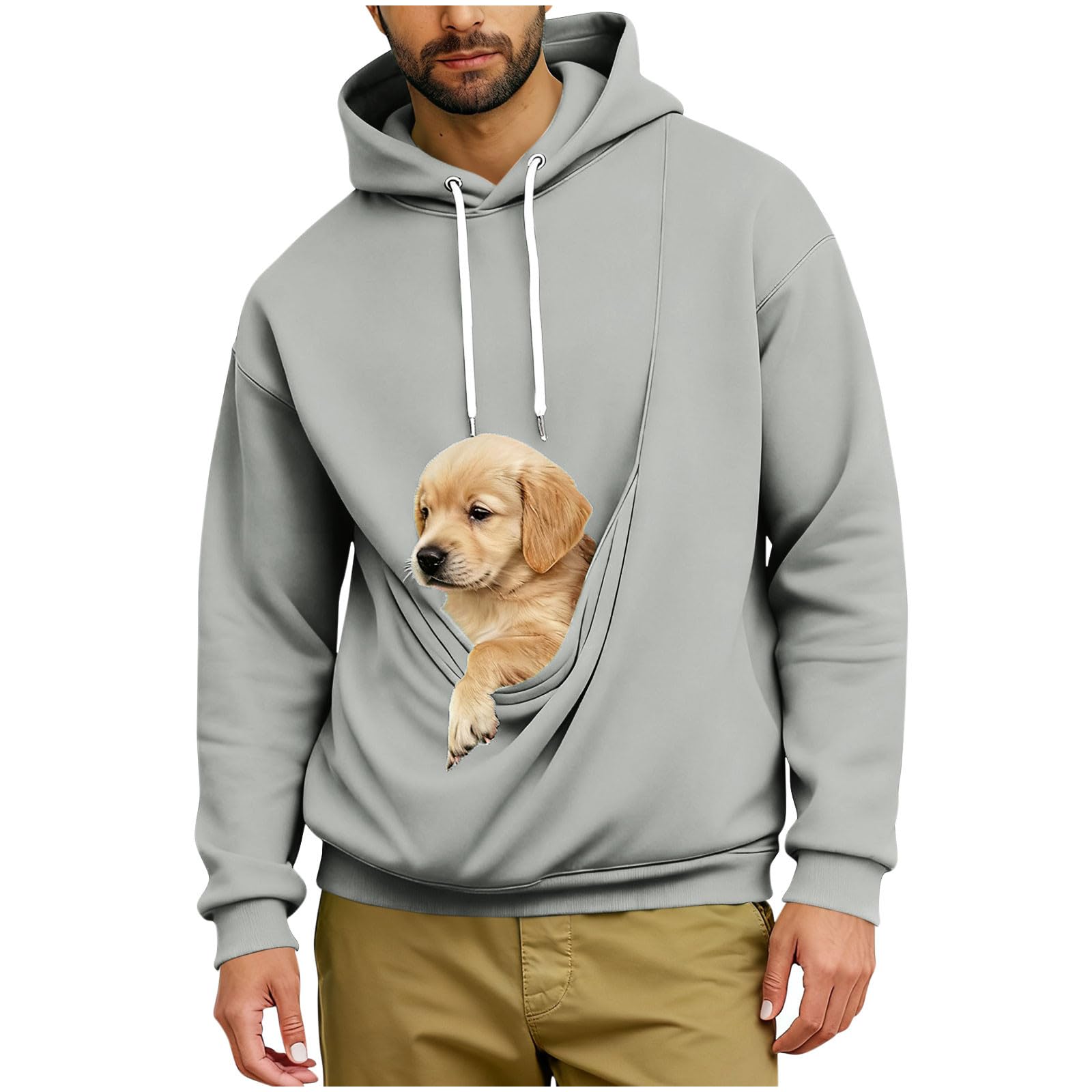 Felpe con cappuccio da uomo con grande tasca a marsupio, felpa con cappuccio vestibilità larga, comoda, streetwear top per lavoro, viaggi o attività quotidiane