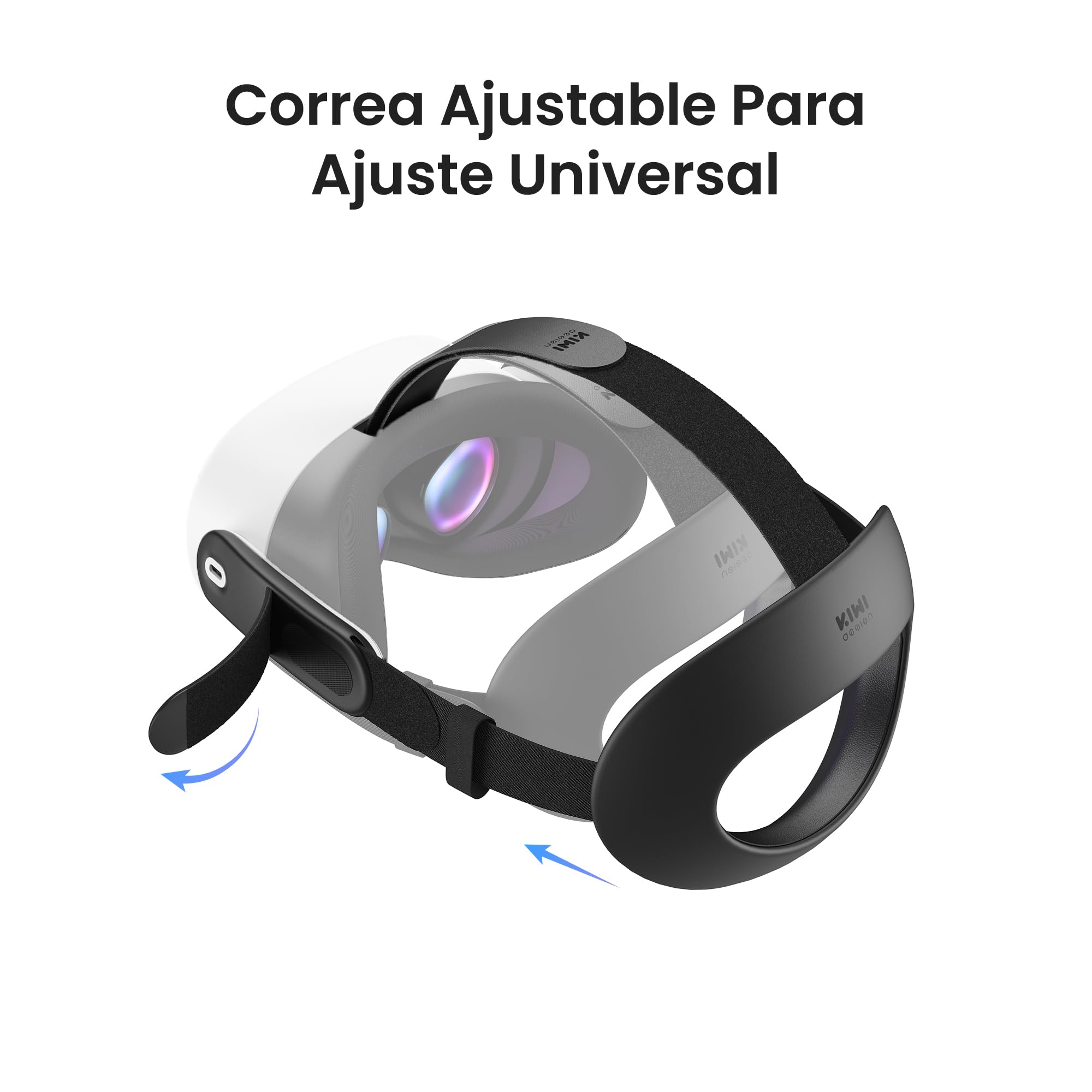 KIWI design K4 Flex Banda Cabeza Confort para Meta Quest 3/3S, Correa Elite Ajustable con Espuma PU para Mayor Comodidad e Inmersión en Juegos RV (Sin Batería)