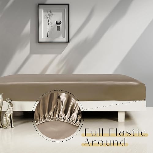 Miniatura 5 de ZIMASILK Sábana bajera ajustable 100% de seda de morera, sin costuras, con bolsillo profundo, ambos lados, seda 19 momme, 1 sábana bajera de seda