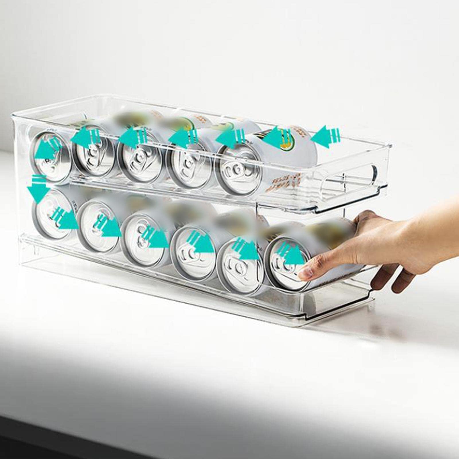 Dispensador de latas rodantes, Organizador de latas de Cerveza para Nevera, Organizador de dispensador de latas para Nevera, dispensador de latas de refresco para Nevera, Cocina, Armario, despensa,