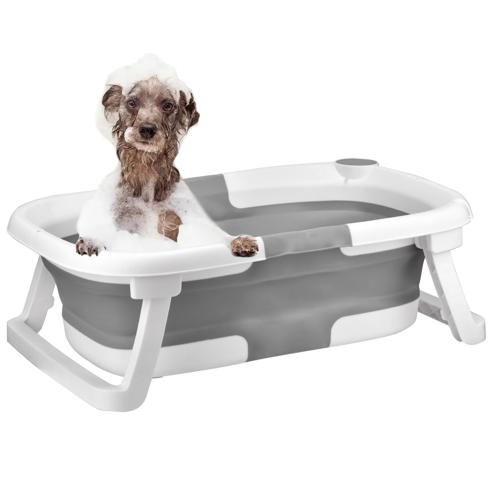 Piscina per Cani Pieghevole, Antiscivolo Vasca da Bagno, Portatile Animali Domestici Piscina Bagno per Gatti Vasca Cani Grandi e Piccoli Interna Pieghevole