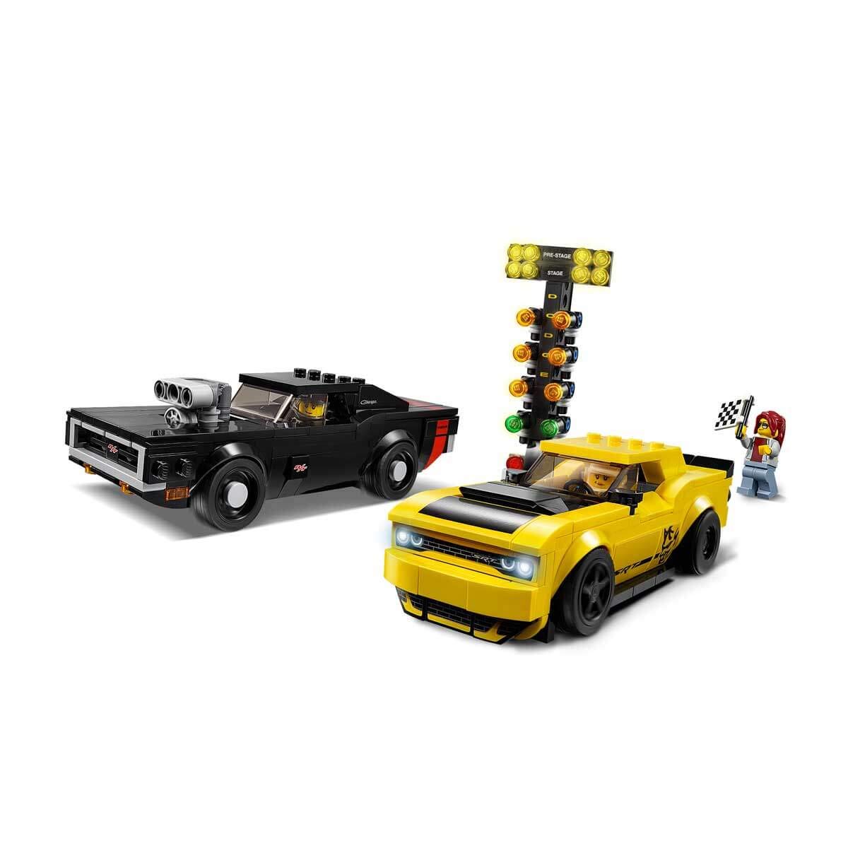 LEGO 75893 Speed Champions 2018 Dodge Challenger SRT Demon und 1970 Dodge Charger R/T Bauset, Rallyeauto, Spielfahrzeuge für Kinder