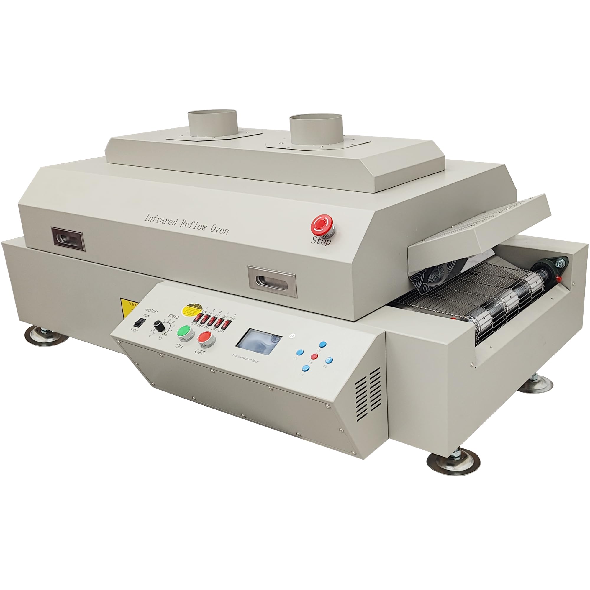 HQHAOTWU Reflow Oven Reflow Soldering Machine Intelligent Control Reflow Welding Machine Infrared Heater Soldering Machine T960E Desktop Reflow Oven Soldering Station 11.8×37.8in Soldering Area 220V