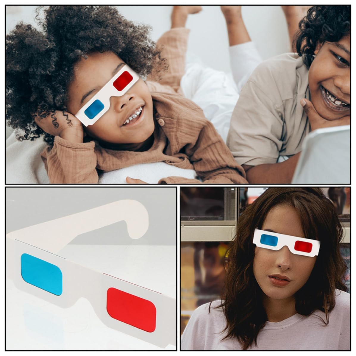 Occhiali 3d Monouso in Cartone Bianco, 30 Pezzi per Cinema | Lenti Anaglifiche Rosso Blu, Formato Leggero e Portatile, per Adulti e Ragazzo Ragazza