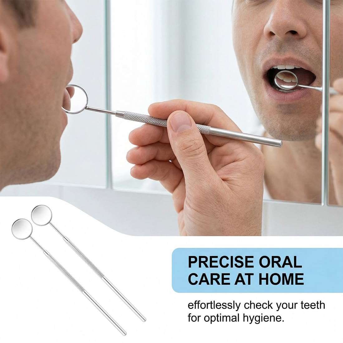 Espejo Dental Acero Inoxidable Anti-Vaho Curvatura 45° 2 Pcs