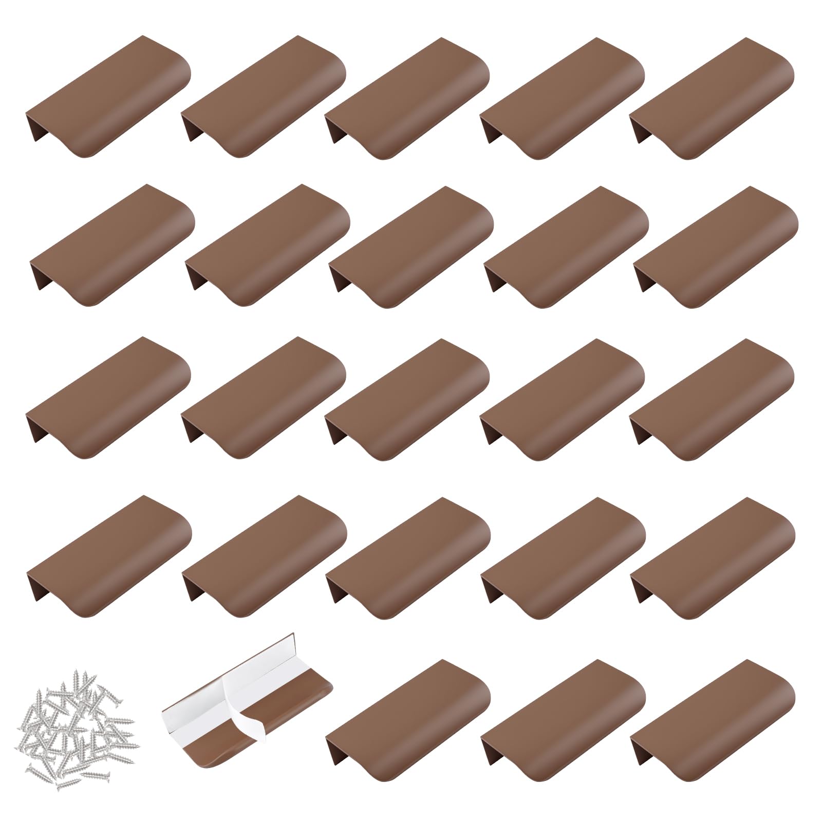 MOROBOR Finger Edge Pull, 24pcs Concealed Handles Modern Style Drawer Handle, Curved Aluminum Alloy Invisible Handle for Cabinet Hardware Drawer,80mm/Brown — image 1