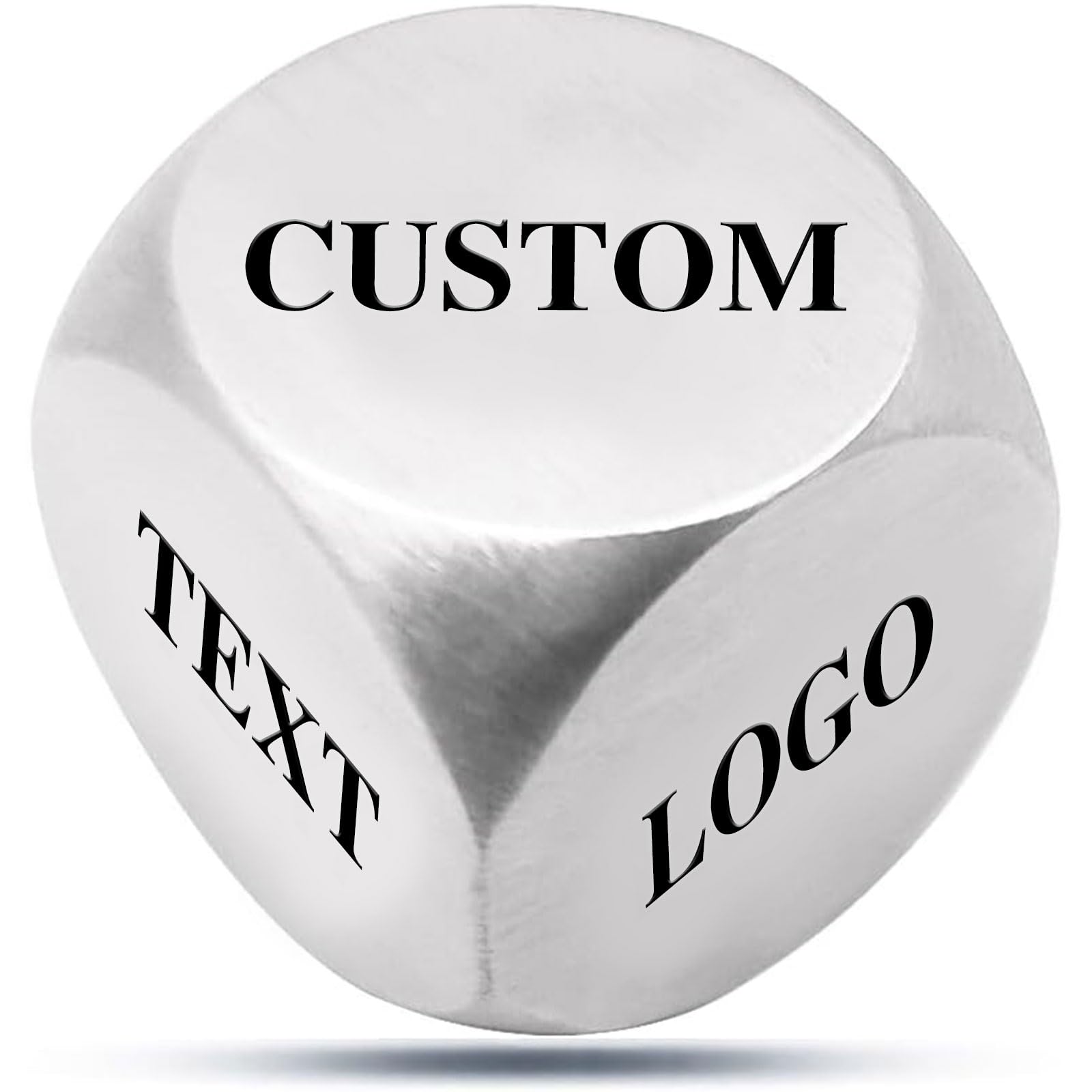 Custom Stainless Steel Decision Dice, Laser Engraving, Personalised Dice with Your Own Text, Game Dice Gifts for Him Her Funny Movie, Anniversary, Valentine's,Wedding, Christmas, Birthday