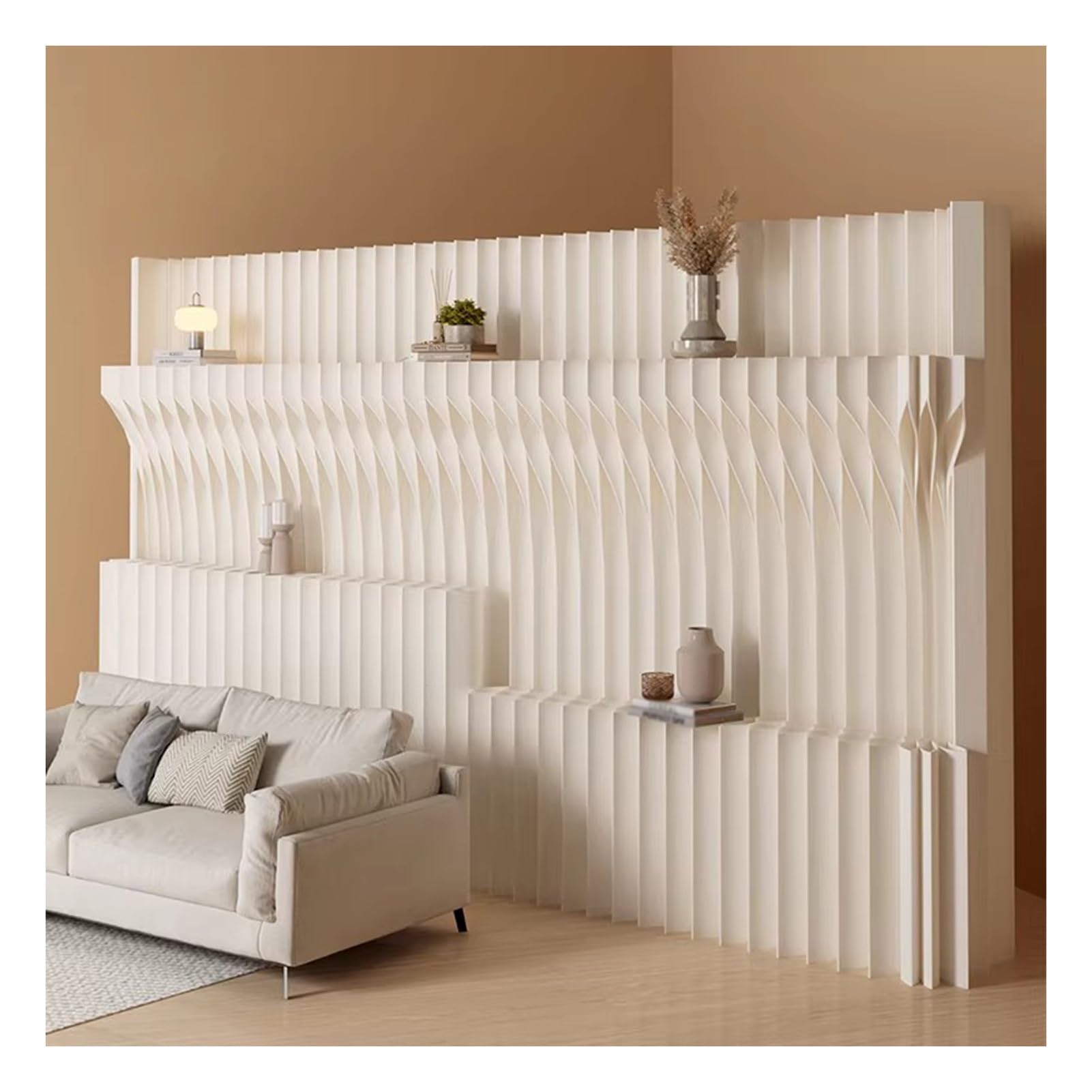 Raumteiler Papier Raumteiler Faltbarer Sichtschutz mit Ablagen(3x2 m/9.84x6.56 ft)