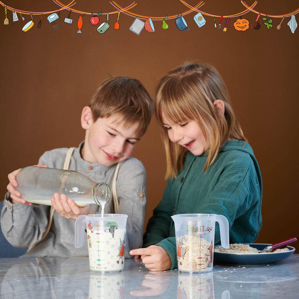 Geschwister Edition: Das BatiLoo Set für kleine Backmäuse! Kinderleicht backen lernen! Montessori inspiriert! Mit vielen Rezepten, bunten Illustrationen, Abenteuergeschichten & 2 Messbecher!