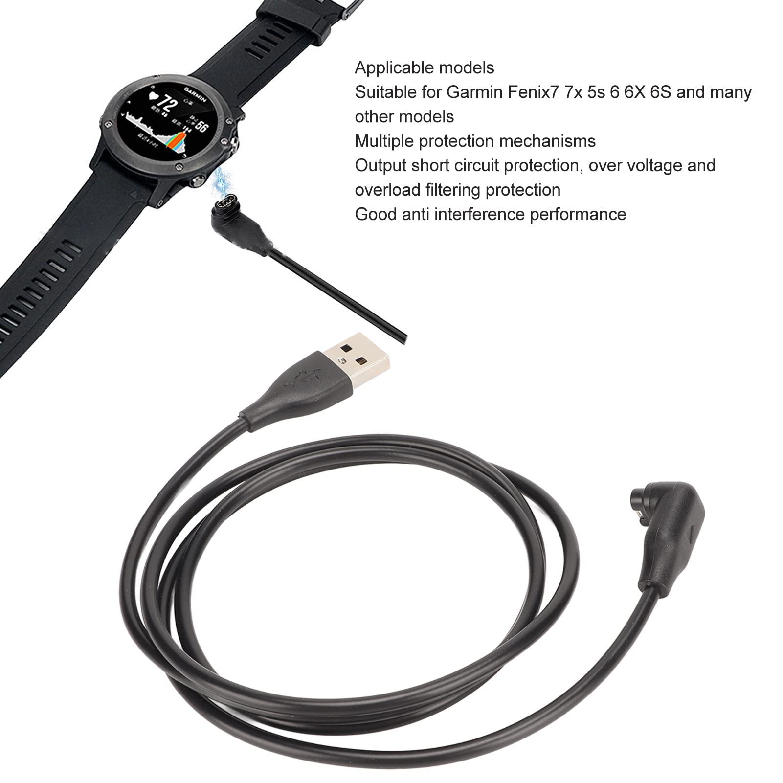 Smart Watch Charging Cable USB Watch Charger for Garmin Watch Charging Cable Prevent Interference Efficient Charger Cord for Fenix7 7X 5s 6 6X 6S 3.3ft