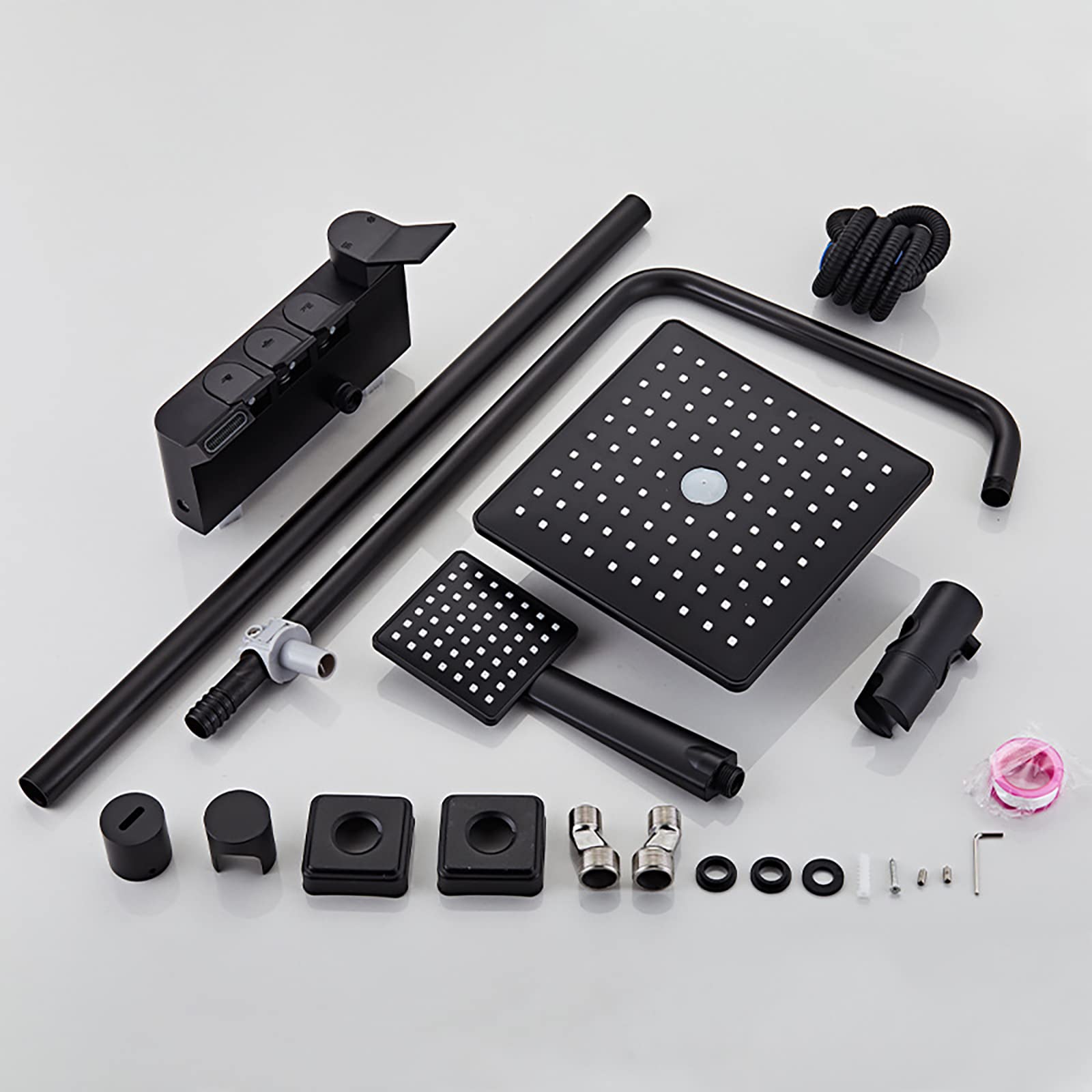 Sistema de Ducha de Lluvia de Alta presión de 8 Pulgadas, Cabezal de Ducha Cuadrado, grifos de Ducha de Pared con Ducha de Mano, Accesorios de Ducha con caño de bañera, Gris.