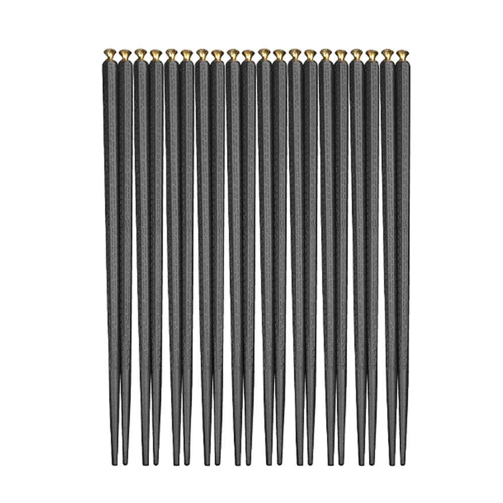 Baguettes réutilisables Lot de 10 paires de baguettes en fibre de verre de qualité supérieure, tête dorée et argentée, réutilisables, japonaises et coréennes, faciles à utiliser, antidérapantes, lavab