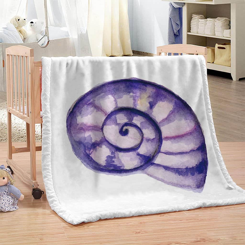 BOVZOX Manta Sherpa Franela Reversible Púrpura y Caracol Manta Polar , Manta Felpa de Sofá, 100% Microfibra, Suave, Caliente, Transpirable para Invierno 180x220 cm