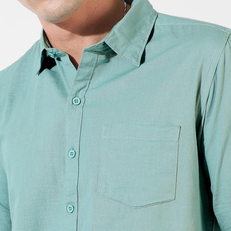 Image of CAHOOT Men's Shirt for Casual Wear | Spread Collar | Short Sleeve | Regular Fit | Button Closure | Shirt Crafted with Comfort Fit for Casual Wear