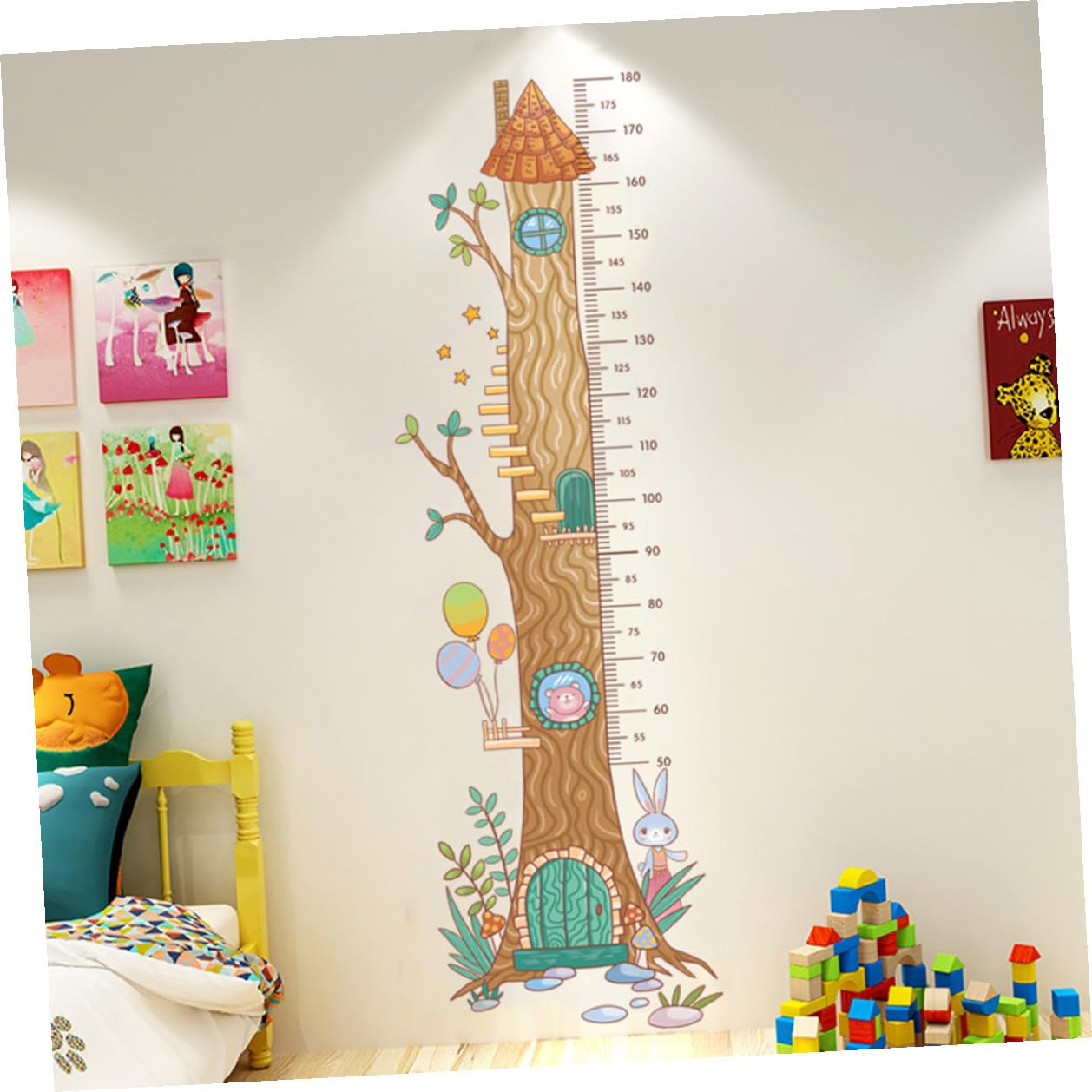 Growth Chart Wall Decal Height Ruler Sticker for Kindergarten Self-Adhesive PVC Measuring Chart for Home Decoration Removable and Odorless
