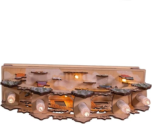 Miniatura 6 de Belén de madera iluminado con pilas de 11 pulgadas con velas