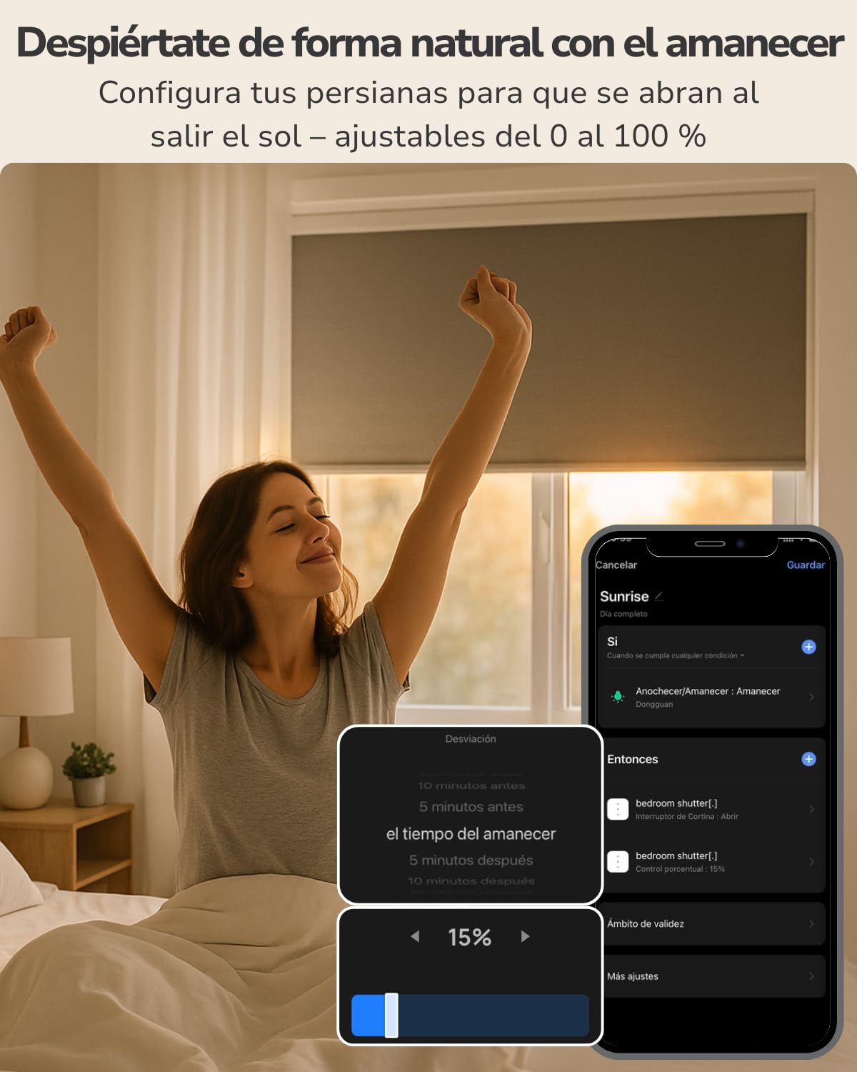LoraTap Interruptor Persiana WiFi 2 Unidades: Apertura 0–100% con App | Apertura precisa sin parada manual – Grupos – Horarios – Control por voz – Sin hub – Conserva interruptor – AC 4 hilos 300W