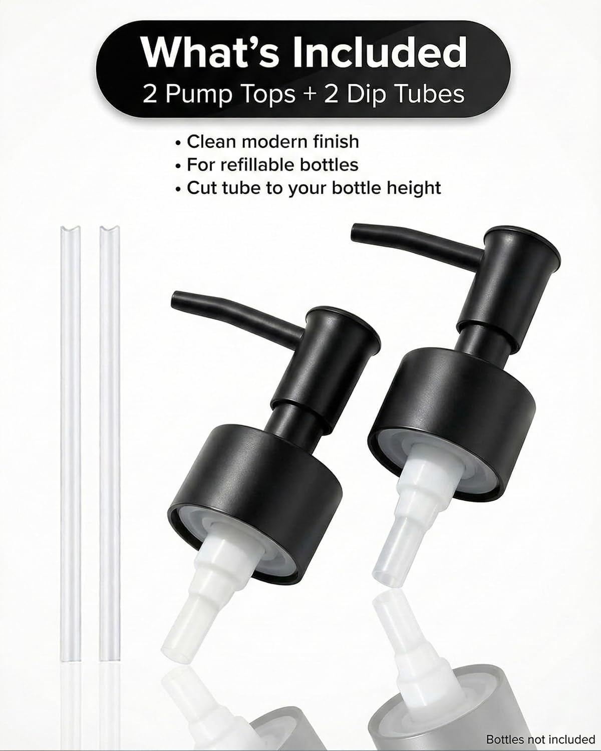 2-Pack Soap & Lotion Dispenser Replacement Pumps for 28/400 Bottles, Black