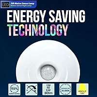 Vista 4 de Luz nocturna LED brillante con sensor de movimiento, 6 W, 6500 K, enchufe de pared, toma de corriente alterna, direccional, flexible, del atardecer