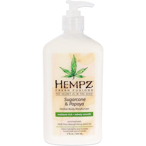 Hempz Herbal Body Moisturizer, Sugarcane & Papaya, 17 Ounce