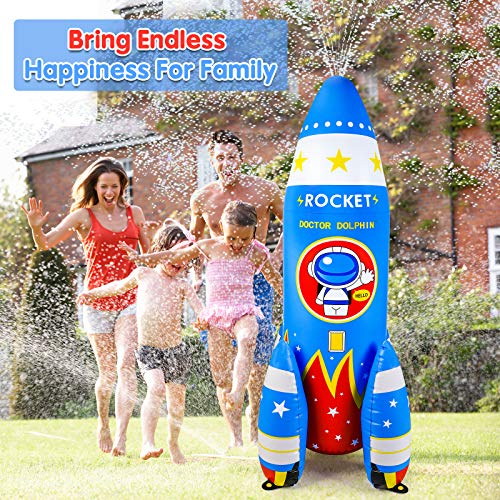 Qrooper Water Toys Inflatable Sprinkler for Kids, 72 inch Giant Kids Sprinkler Summer Outdoor Toys for Kids Play Water Rocket Sprinkler