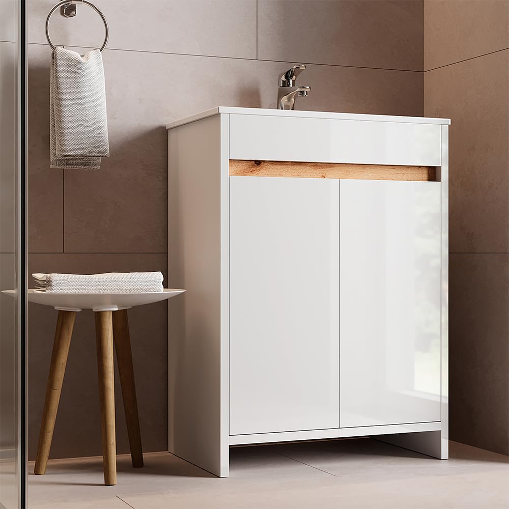 Vicco Meubles Bain Lemgo, Blanc Haute Brillance 59.6 cm
