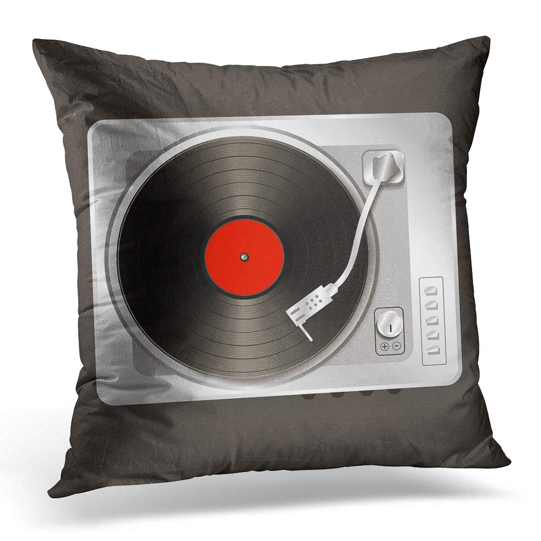Awowee Cushion Cover 45x45cm/18x18inches Analogue Realistic Music Gramophone Vinyl Record Audio Circle Classic Home Decor Throw Pillow Cover Square Pillowcase for Bed Sofa