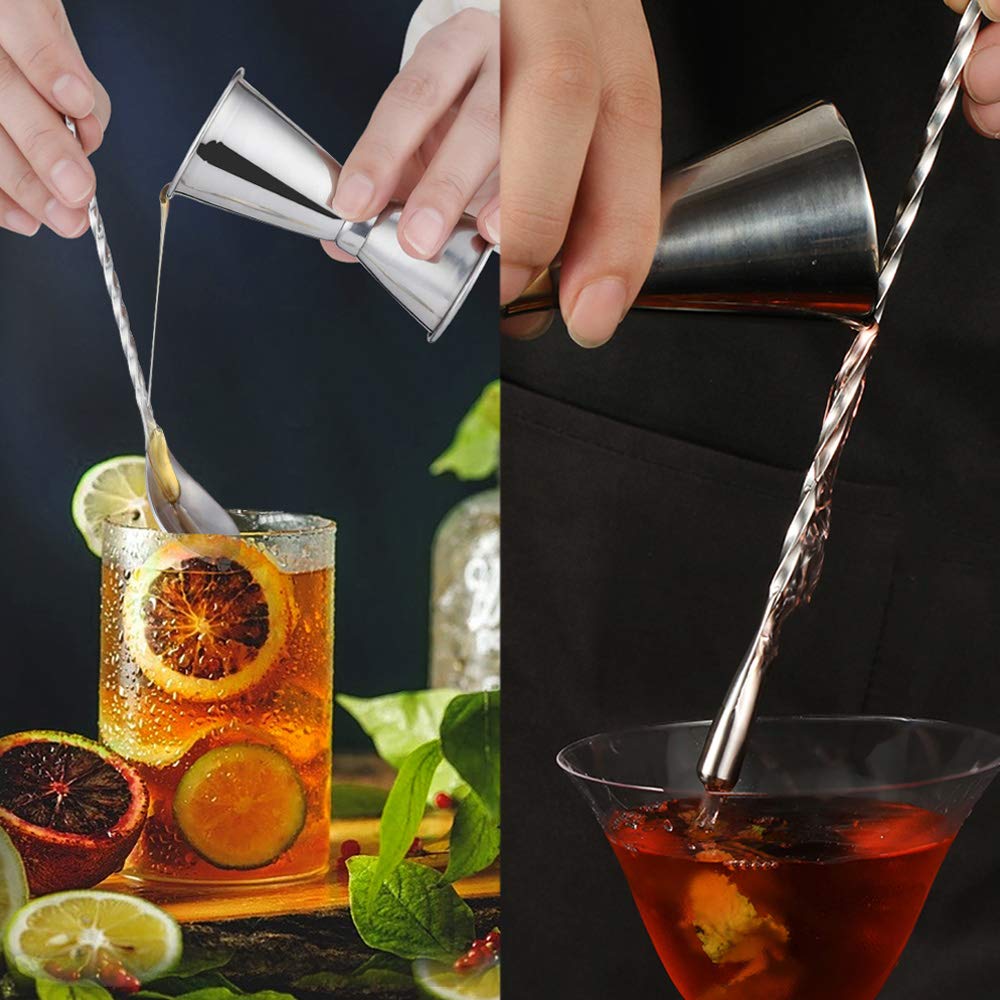 Bar Löffel Mit Stößel - 30cm Edelstahl Cocktail Rührlöffel