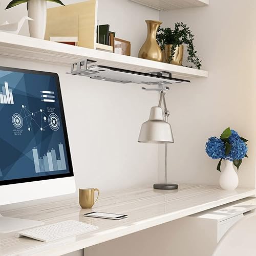 Miniatura 8 de IFCASE Soporte para portátil debajo del escritorio y soporte para auriculares con adhesivo y tornillo soporte de escritorio de aluminio duro para