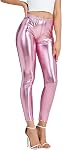 NewL Femmes brillant métallisé Sports Leggings Bright Crayon Pant Fitness Mode Jeggings Candy Color Pantalons