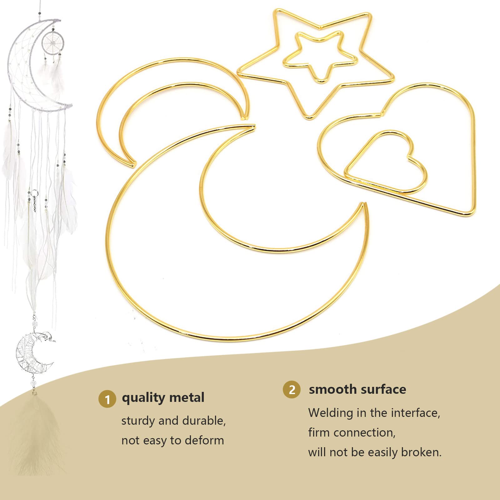 10 Anneaux Métalliques En Forme De Cœur Pour Attrape-rêves DIY, Décoration Murale Ou Création Manuelle