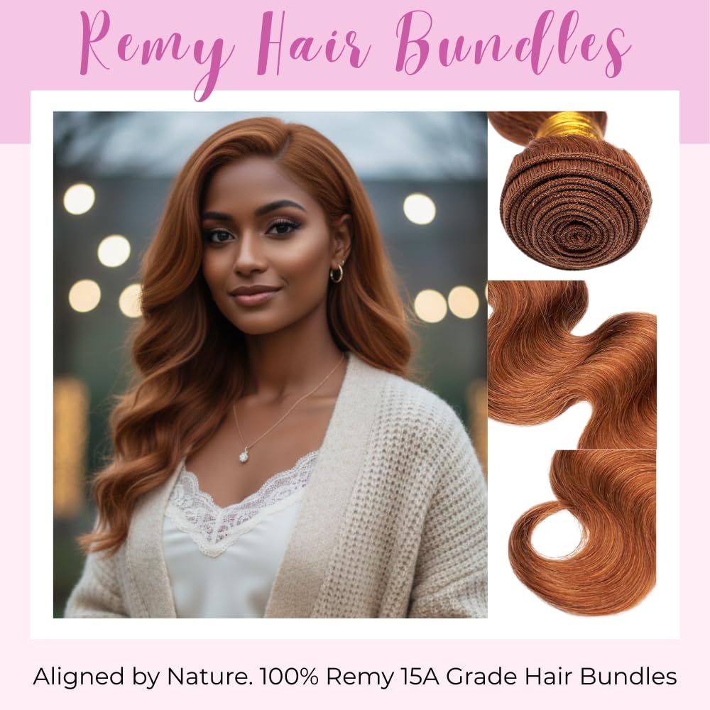 Luxury Body Wave Human Hair Bundle – 100% Brazilian Virgin Hair, Soft & Natural Look, Single Pack, Multiple Sizes & Colors (#30 Auburn Brown, 10)