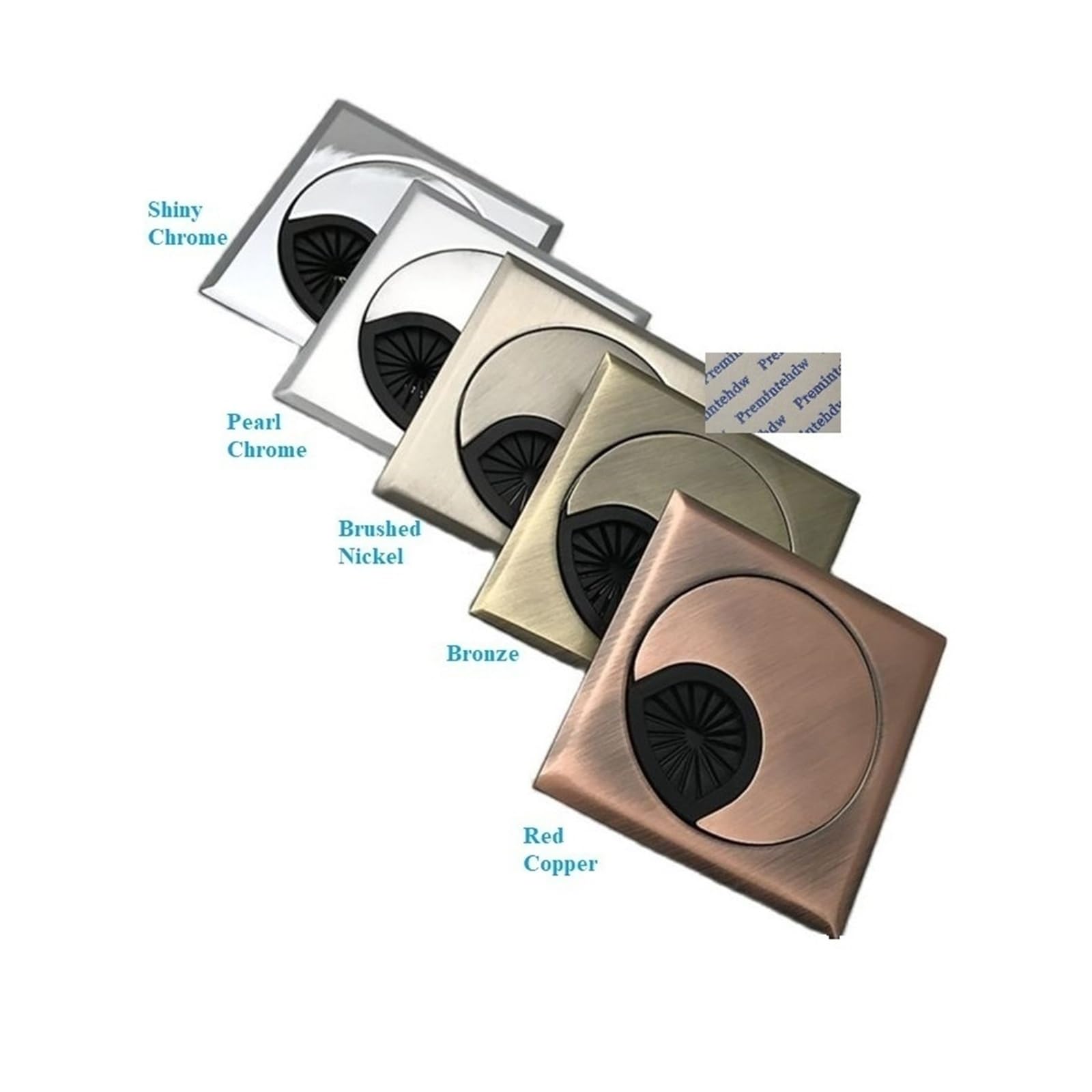 Occhiello quadrato in metallo da scrivania, 60 mm, in lega di zinco, copertura per foro per cavi da tavolo del computer, bronzo, cromo satinato, nichel satinato, per la gestione dei cavi in casa e
