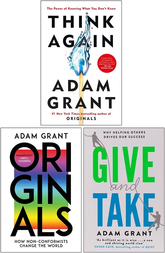 Adam Grant Collection 3 Books Set (Originals, Give and Take, Think Again)