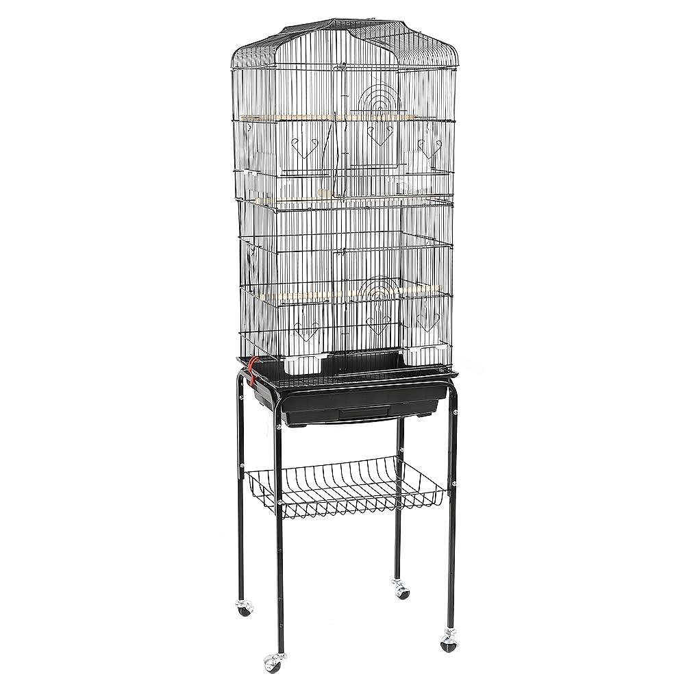 Großer Vogelkäfig 132x78x52 Cm – Metallbauer Mit 4 Rollen, 4 Holzstangen, Futternäpfen & Spielzeug, Für Wellensittiche & Kleine Vögel