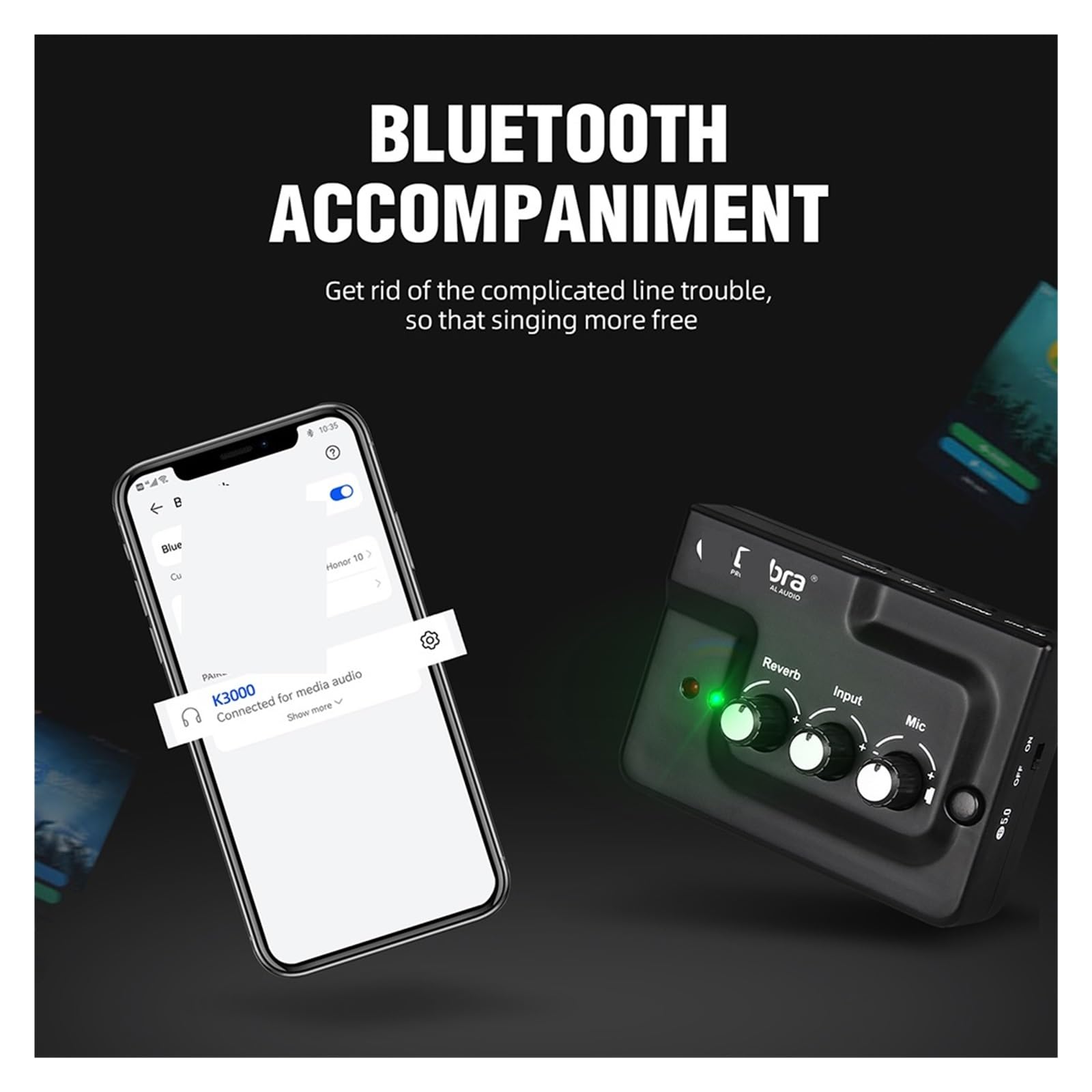 Mikser dźwięku, K3000 PRO Karta dźwiękowa do transmisji na żywo Mikser echa Interfejs zewnętrzny z Bluetooth wydajności instrumentu smartfonie