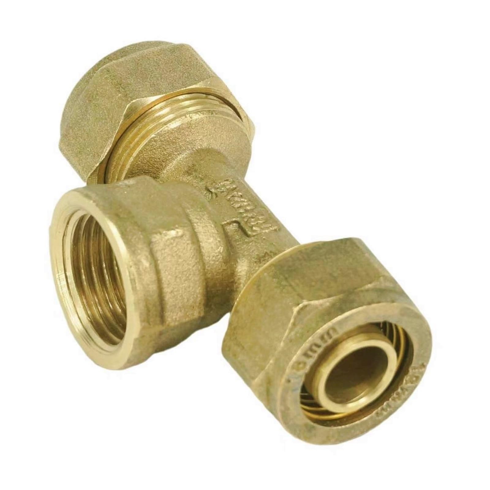 BIANMTSW Fit PEX-AL-PEX Tube I.D x O.D 20x25mm - 3/4" BSP Female Tee 3 Ways Brass Fitting