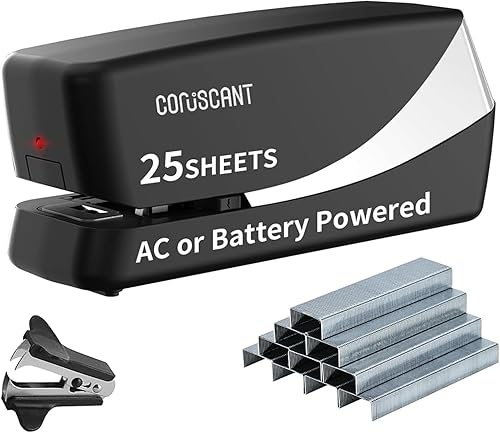 Coruscant Engrapadora eléctrica, engrapadora automática, engrapadora eléctrica resistente, capacidad de 25 hojas, puede almacenar 210 grapas,