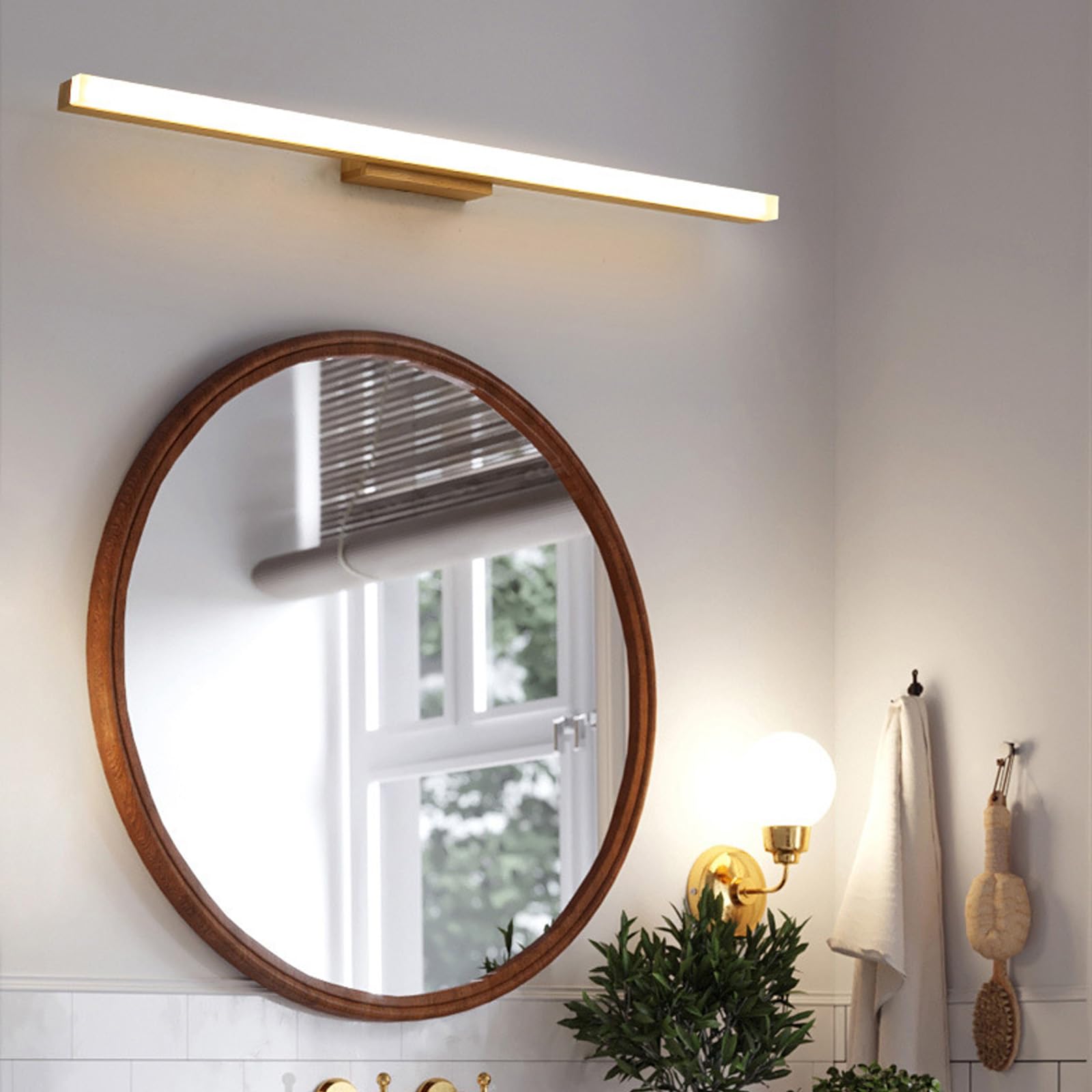 Lampa ścienna LED Lustro Długa lampa ścienna Nowoczesne wnętrze Minimalistyczna oprawa ścienna Długa konstrukcja Akrylowe oświetlenie ścienne do sypialni Salon Korytarz (jasne drewno - ciepłe