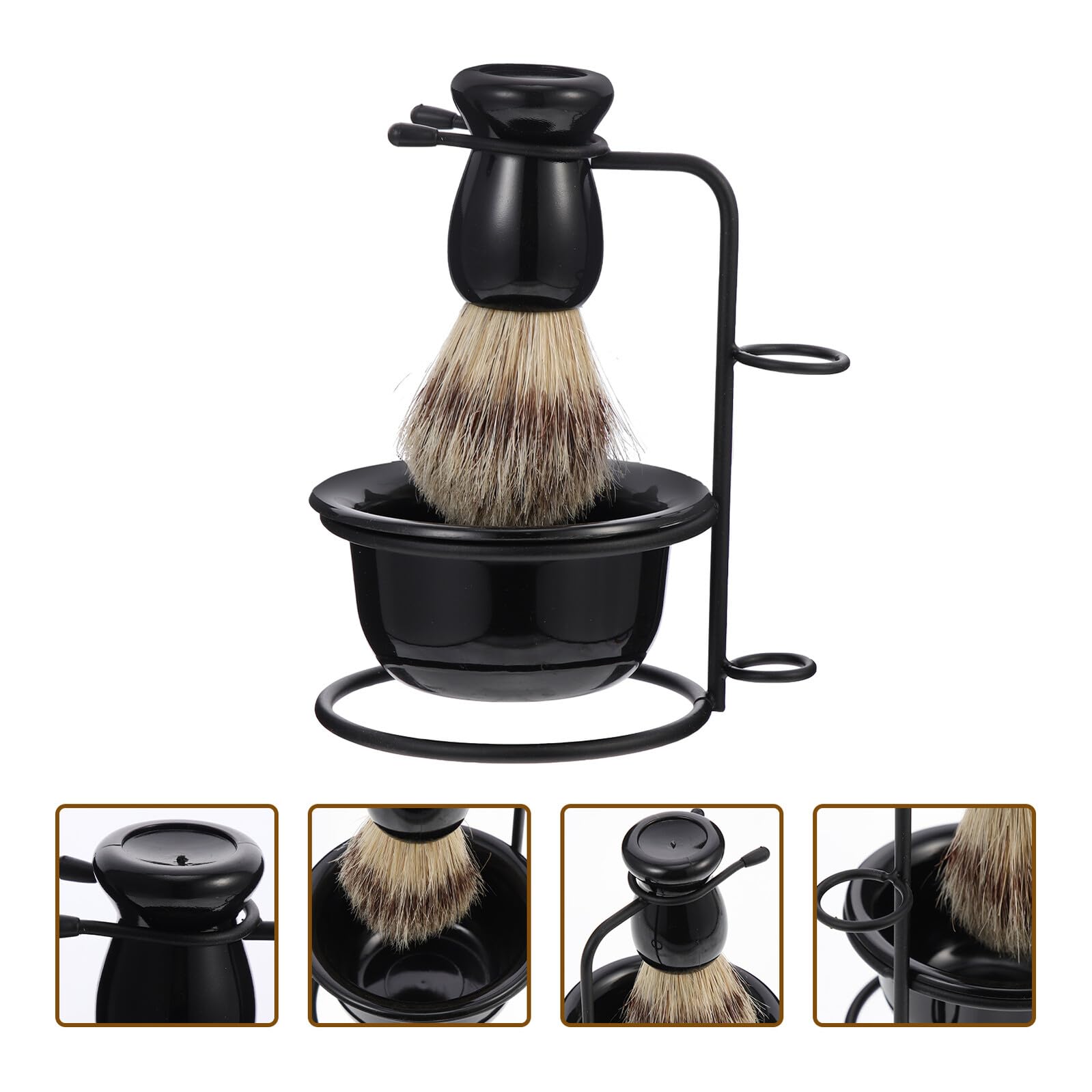 Kit Cuidado de Barba para Hombre Brocha de Afeitar Negra y Cuenco Profesional, Acero Inoxidable y Abs, Diseño Retro, y Fácil de Transportar