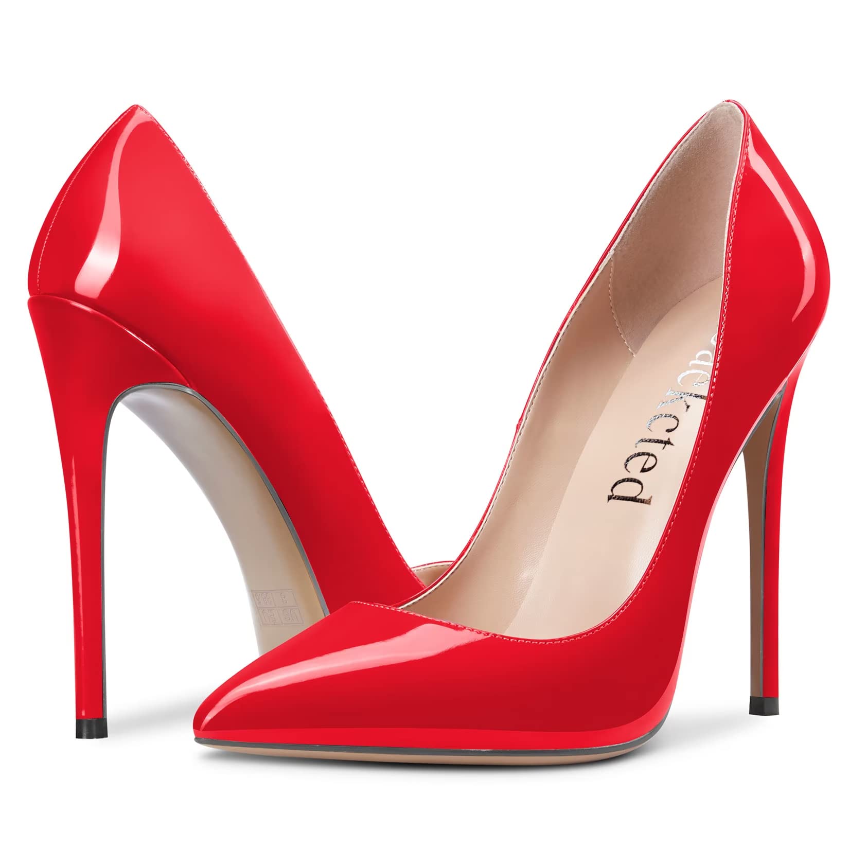 Saekcted Mujer Alto High Aguja Heel Cerrado el Dedo del pie Puntiaguada Punta Pumps Slip-on de Boda Oficina Dress 12 CM Heels Zapatos
