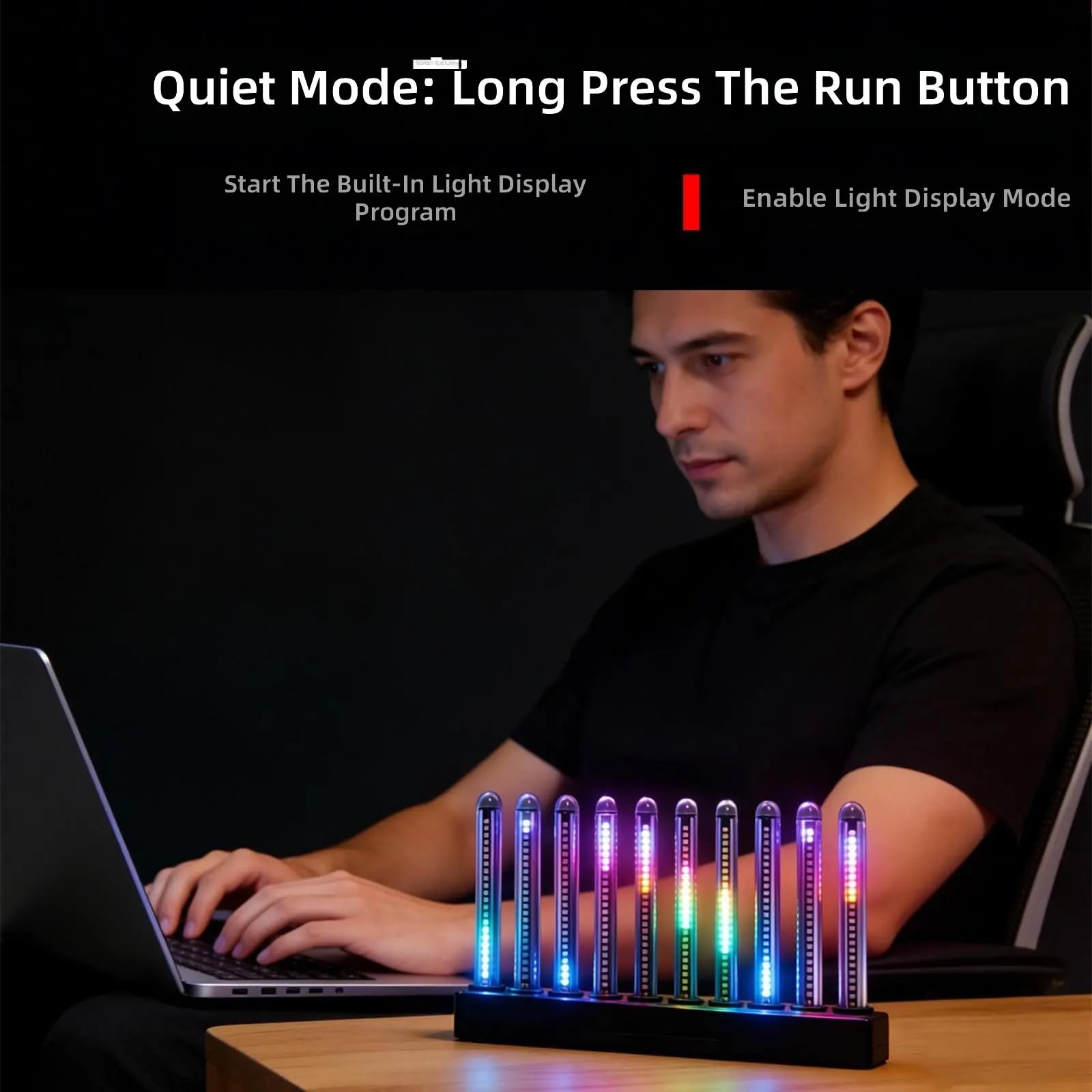 Visualizzatori audio a LED con controllo vocale con 14 RGB a colori e 8 effetti di illuminazione per computer e configurazioni di gioco Lampada d'atmosfera RGBs