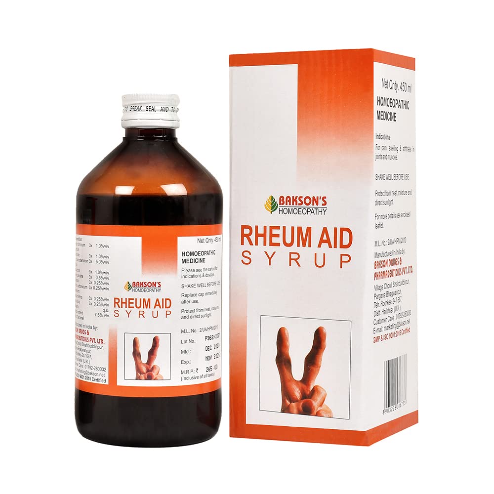 Dr. Bakshis BAKSONS HOMOEOPATHY Rheum Aid Syrup (450ml) (B0BX62CB16) Amazon Price History, Amazon Price Tracker
