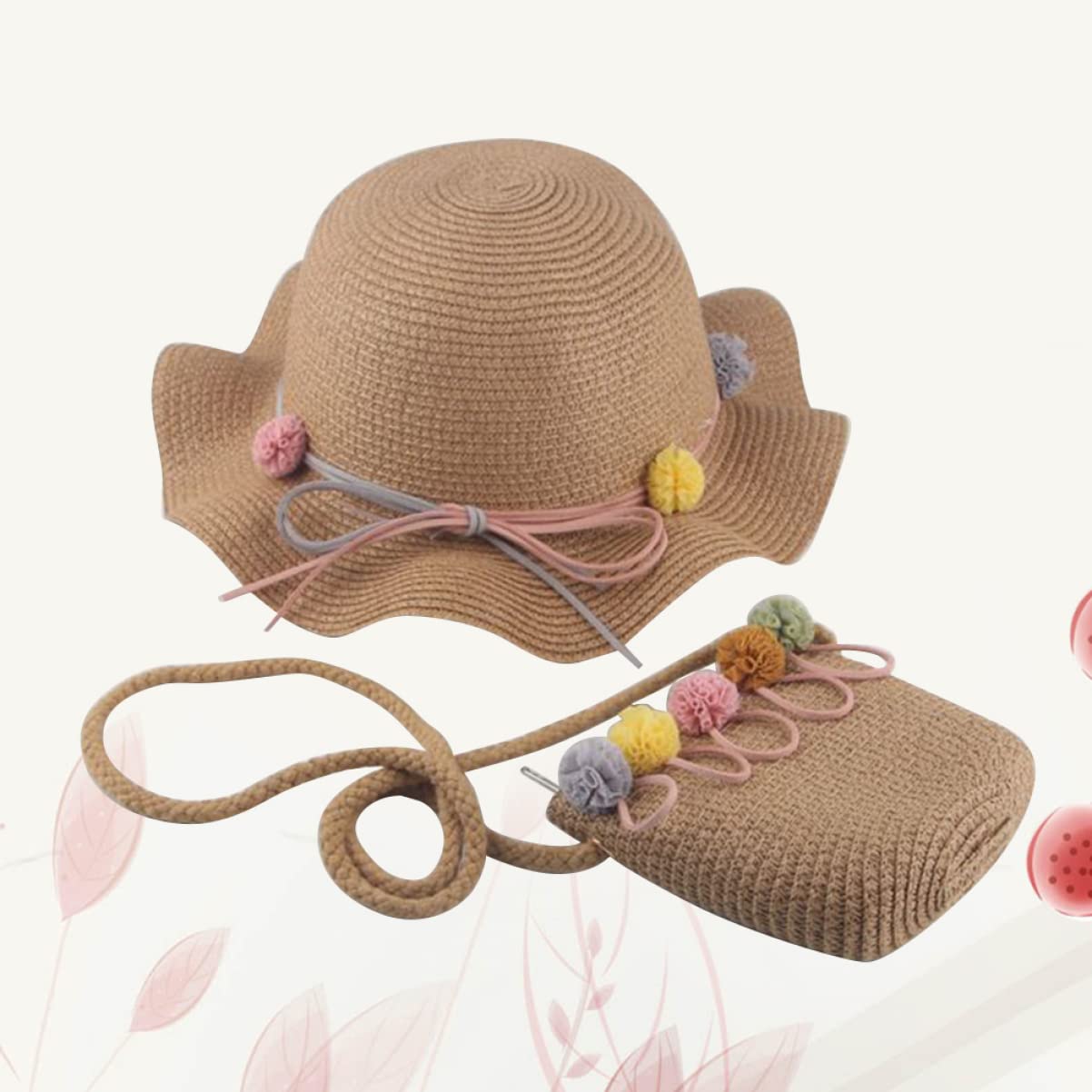SOIMISS 2st Strandtasche Strohhandtaschen Mit Reißverschluss Rattan Geldbörse Klein Gewebte Umhängetasche Strandhut Große Krempe Sonnenhut Kleinkind Kinder Hölzern Kopfbedeckung Baby