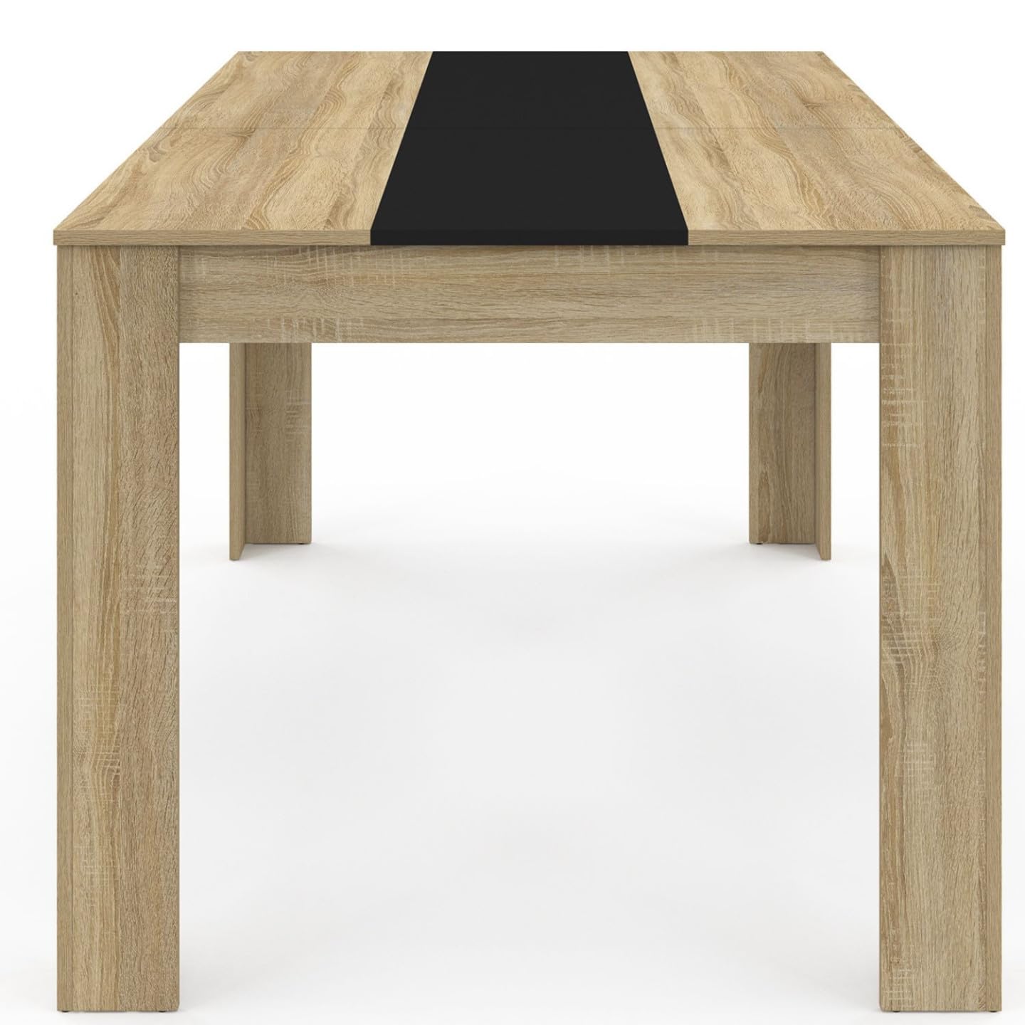 IDMarket - Tavolo da pranzo rettangolare GEORGIA per 8 persone in simil-faggio e nero 160 x 80 cm