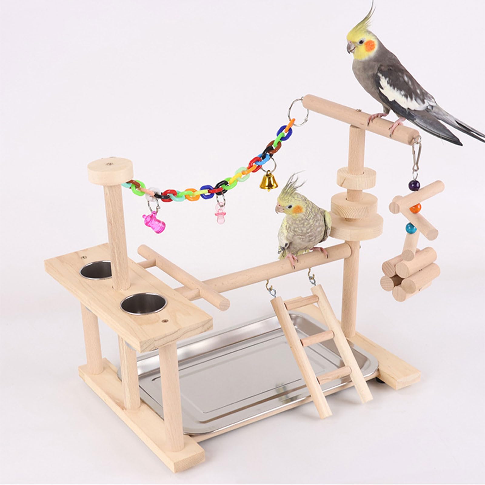 Vogel Schaukel Papageien Käfig Spielzeug Holz Schaukel Mit Tablett Fütterung Tassen Training Für Kleine Vögel Papageien Vogel Käfig Set